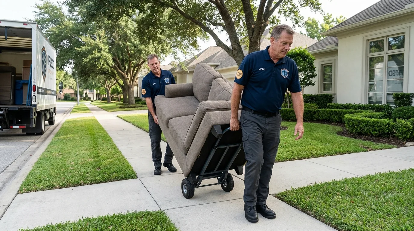 Local residential moving crew loading furniture in Rothschild, WI